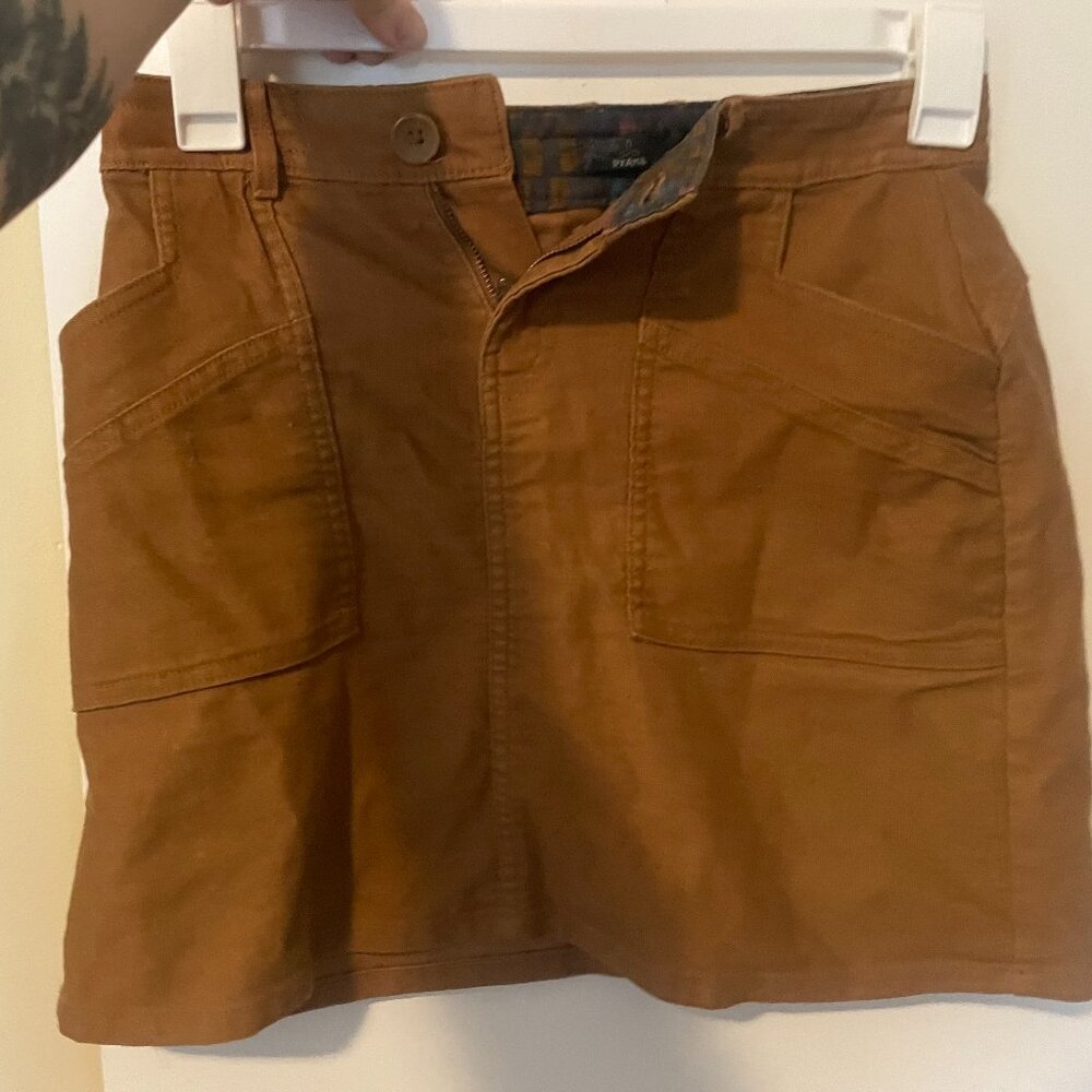 Prana Nikit A-Line Skirt Organic Cotton Canvas Cargo Moleskin Womens